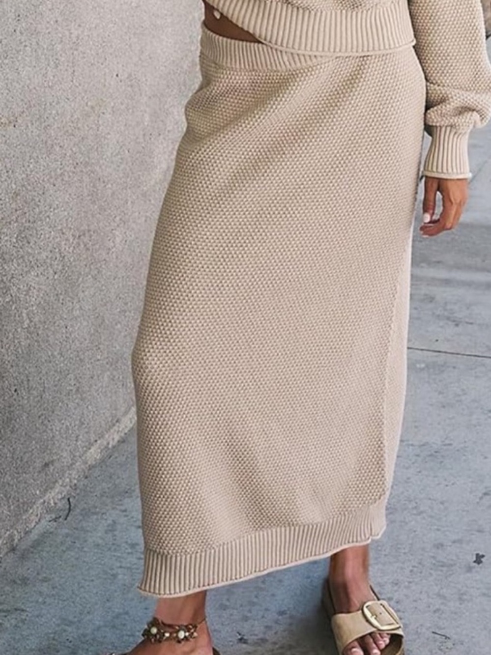 FREE PEOPLE BEACH HAILEE TAN KNIT MAXI-SKIRT SIZE LARGE